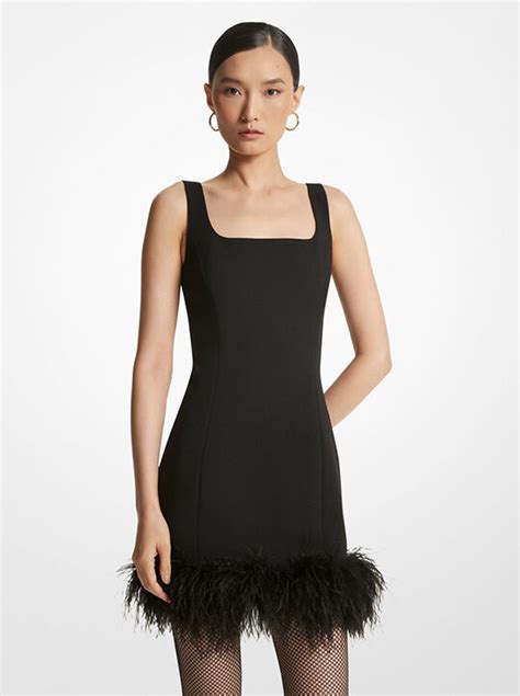 michael michael kors tulle-trim shift dress|Feather Trim Stretch Crepe Shift Dress .